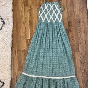 Christy Dawn Green Floral Smocked Midi Dress